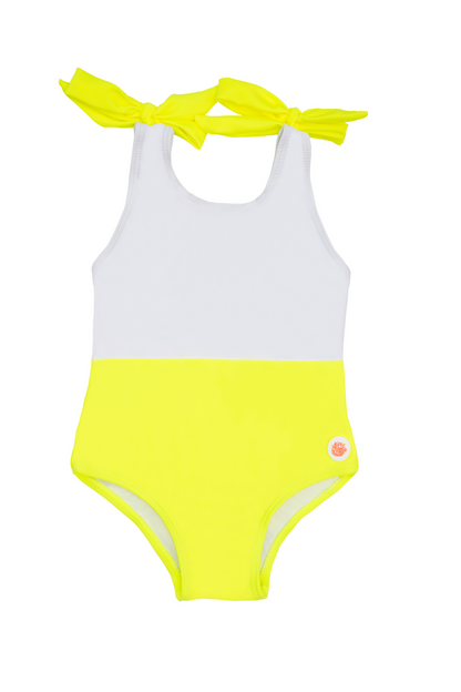 Girls Neon Colorblock Maillot