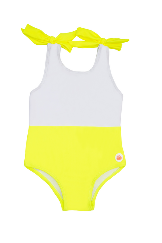 Girls Neon Colorblock Maillot